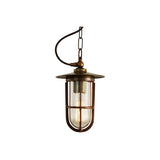 Asmara Frosted Well Glass Pendant - Antique Brass