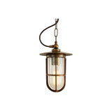 Asmara Frosted Well Glass Pendant - Antique Brass