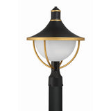 Atlas Outdoor Post Light 13.5" Matte Black + Textured Gold