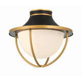 Atlas Outdoor Semi Flush Mount 13.5'' Matte Black + Textured Gold