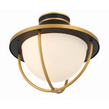 Atlas Outdoor Semi Flush Mount 13.5'' Matte Black + Textured Gold