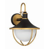 Atlas Outdoor Wall Sconce 13.5" Matte Black + Textured Gold
