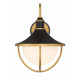 Atlas Outdoor Wall Sconce 13.5" Matte Black + Textured Gold