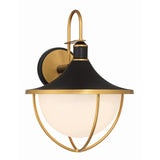 Atlas Outdoor Wall Sconce 16.5" Matte Black + Textured Gold