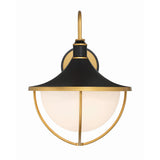 Atlas Outdoor Wall Sconce 16.5" Matte Black + Textured Gold