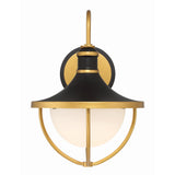 Atlas Outdoor Wall Sconce 9.75" Matte Black + Textured Gold