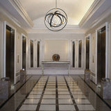 Atomic Chandelier Black Leather Aged Brass By Schonbek Beyond - Lifestyle View