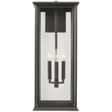 Audley LED Outdoor Lantern Extra Large Antique Bronze Clear Glass By Generation Lighting - Front View