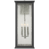 Audley LED Outdoor Lantern Extra Large Textured Black Distreesed Seeded Glass By Generation Lighting - Front View