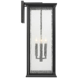 Audley LED Outdoor Lantern Extra Large Textured Black Distreesed Seeded Glass By Generation Lighting - Side View