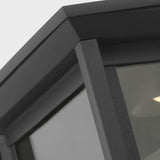 Audley LED Outdoor Lantern Large Textured Black Clear Glass By Generation Lighting - Detailed View2