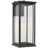 Audley LED Outdoor Lantern Large Textured Black Clear Glass By Generation Lighting