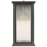 Audley LED Outdoor Lantern Medium Antique Bronze Distressed Seeded Glass By Generation Lighting - Front View
