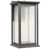 Audley LED Outdoor Lantern Medium Antique Bronze Distressed Seeded Glass By Generation Lighting