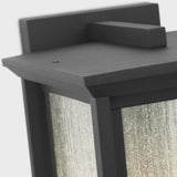 Audley LED Outdoor Lantern Medium Textured Black Distressed Seeded Glass By Generation Lighting - Detailed View1