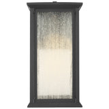 Audley LED Outdoor Lantern Medium Textured Black Distressed Seeded Glass By Generation Lighting - Front View