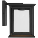 Audley LED Outdoor Lantern Small Textured Black Clear Glass By Generation Lighting - Side View