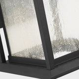 Audley LED Outdoor Lantern Small Textured Black Distressed Seeded Glass By Generation Lighting - Detailed View