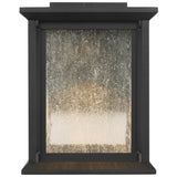 Audley LED Outdoor Lantern Small Textured Black Distressed Seeded Glass By Generation Lighting - Front View