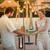 Aurora Solar String Lights - at an evening gathering