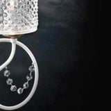 CLASS 3018-L8L CHANDELIER BY BELLART, FINISHING: GOLD LACQUERED, GOLD LEAF, WHITE LACQUERED, GLASS: CRYSTAL, VIOLET, LAMPSHADES: AMBER, WHITE, VIOLET | CASA DI LUCE LIGHTING