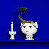 Bjørn Wiinblad Eva Flower Pot on Base, Blue, H: 8.3" By Bjorn Wiinblad