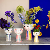 Bjørn Wiinblad Eva Vase, Pink/Blue, H: 9.3" By Bjorn Wiinblad