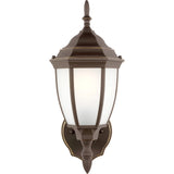 Bakersville Curve Up Outdoor Wall Lantern — Antique Bronze with Satin Etched Glass