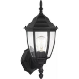 Bakersville Curve Up Outdoor Wall Lantern — Black with Clear Curved Beveled Glass