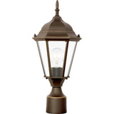 Bakersville Flat Post Lantern — Antique Bronze with Clear Beveled Glass
