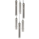 Bambu 6 Light Suspension Matte Black Smoked Glass By Matteo - Front View