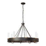 Banded Ring Chandelier, shown in Dark Smoke, Clear Glass, by Hubbardton Forge