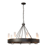Banded Ring Chandelier, shown in Dark Smoke, Frosted Glass, by Hubbardton Forge