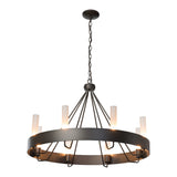 Banded Ring Chandelier, shown in Dark Smoke, Frosted Glass, by Hubbardton Forge