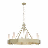 Banded Ring Chandelier in Modern Brass, Frosted Glass by Hubbardton Forge