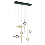 Barletta LED Multi Light Suspension Gold Black 6 Lights By Eurofase Side View