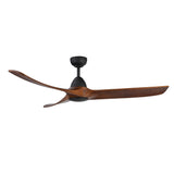 Baylor Carved Wood Blade Fan Matt Black Dark Walnut Medium By Kuzco