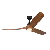 Baylor Carved Wood Blade Fan Matt Black Natural Oak Wood Large By Kuzco Side View