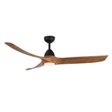 Baylor Carved Wood Blade Fan Matt Black Natural Oak Wood Large By Kuzco