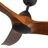 Baylor Carved Wood Blade Fan Matt Black Natural Oak Wood Medium By Kuzco Detailed View