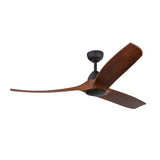 Baylor Carved Wood Blade Fan Matt Black Natural Oak Wood Medium By Kuzco Side View
