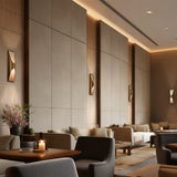 Beige Travertine-Aged Brass Kastlerock 4CCT Wall Sconce by Modern Forms in Dining Area