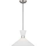 Belcarra Pendant — 15", Etched White, Brushed Steel