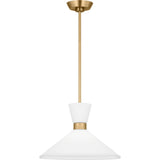 Belcarra Pendant — 15", Etched White, Satin Brass