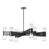 Bellis 6-Arm 12-Light Oval Chandelier, shown in Dark Smoke, by Hubbardton Forge
