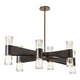 Bellis 6-Arm 12-Light Oval Chandelier, shown in Dark Smoke, by Hubbardton Forge