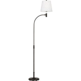 Belmont Task Floor Lamp — 18 7/8", White Linen, Aged Iron