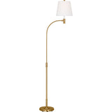 Belmont Task Floor Lamp — 18 7/8", White Linen, Burnished Brass