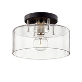 Bergamot Station Semi Flush - Small - Texture Black with Polished Nickel by Troy Lighting