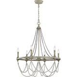 Beverly Chandelier — 28", French Washed Oak / Distressed White Wood